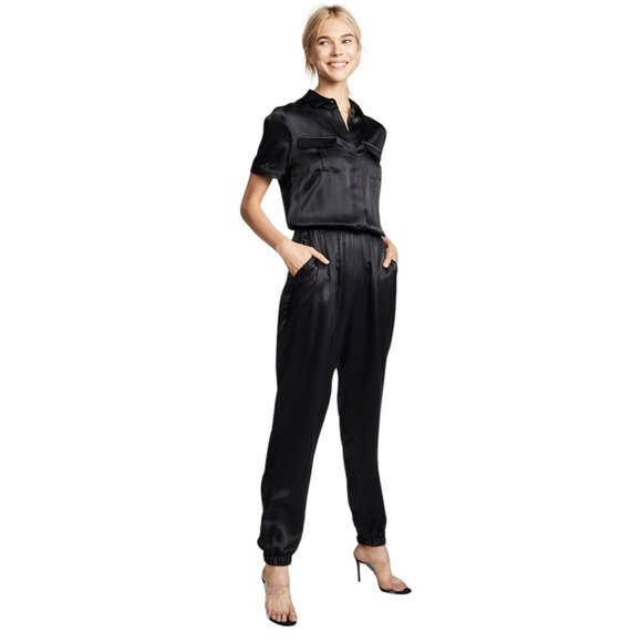 CAMI NYC | $352 The Maddi Short Sleeve Jumpsuit 100% Silk in Black, Size XS - Picture 3 of 15
